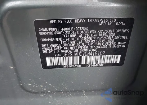 2016 Subaru Forester 2.5I Premium z USA, uszkodzony, nr VIN JF2SJADC7GH418102